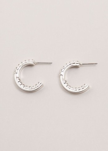 Phase Eight Crystal Hoops Jewellery Silver Canada | DUZHTX-517